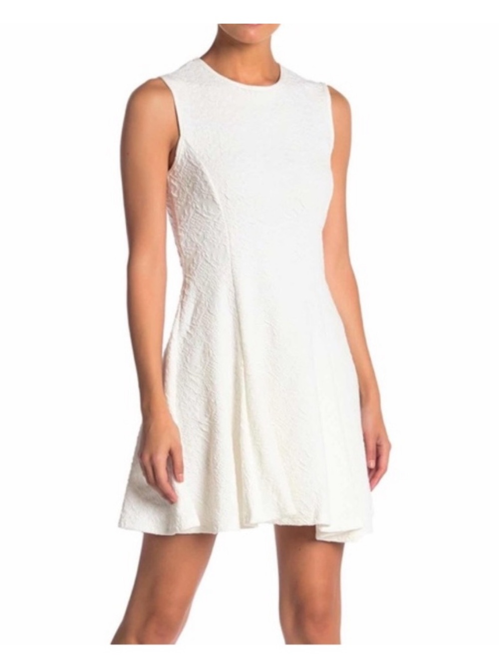 bishop + young White Textured Sleeveless Fit-and-Flare Mini Dress